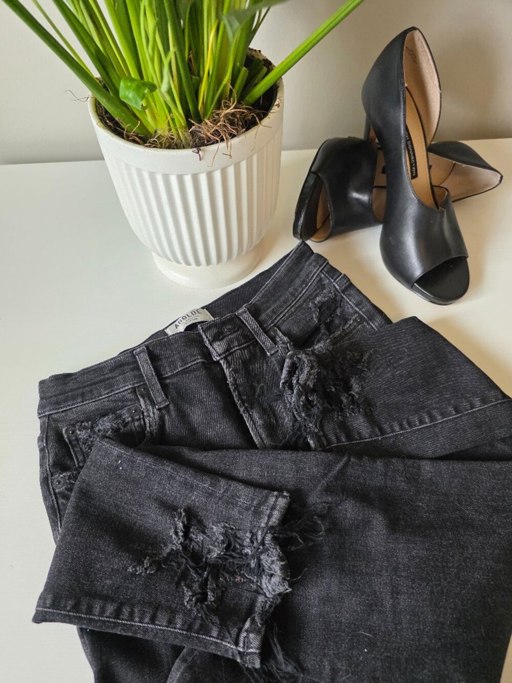 AGOLDE Sophie High Rise Skinny Cropped Jeans Black 27